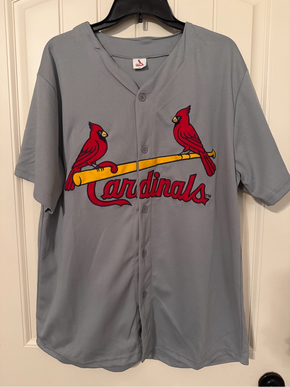 St. Louis Cardinals Grey Baseball Jersey with Red Logo XL